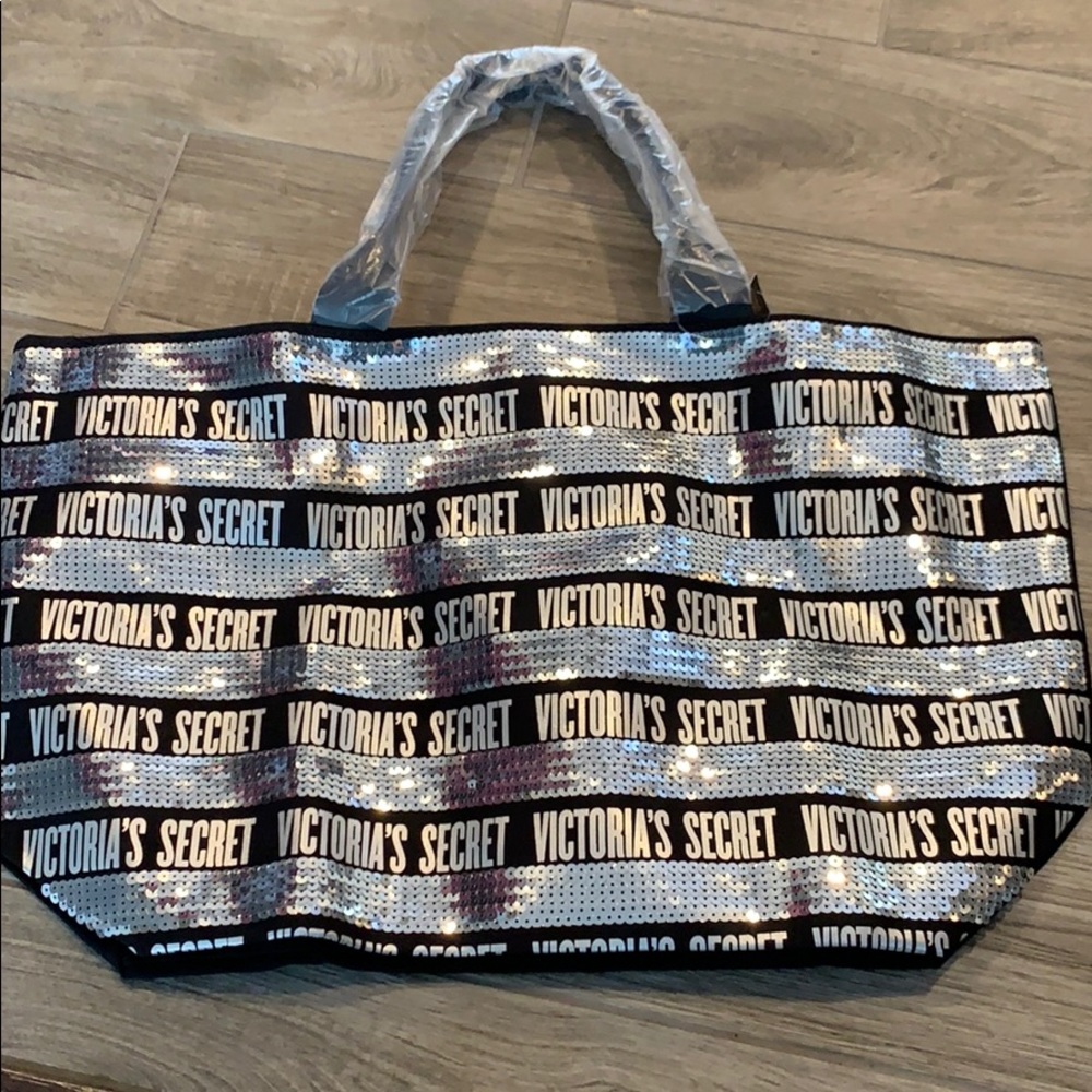 VS Black and Silver Sequin Tote Bag